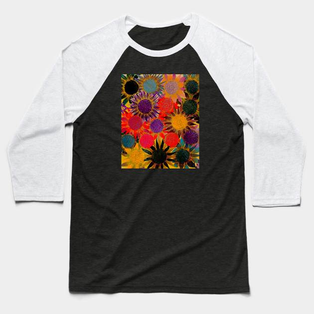 Rainbow flowers Baseball T-Shirt by The artist of light in the darkness 